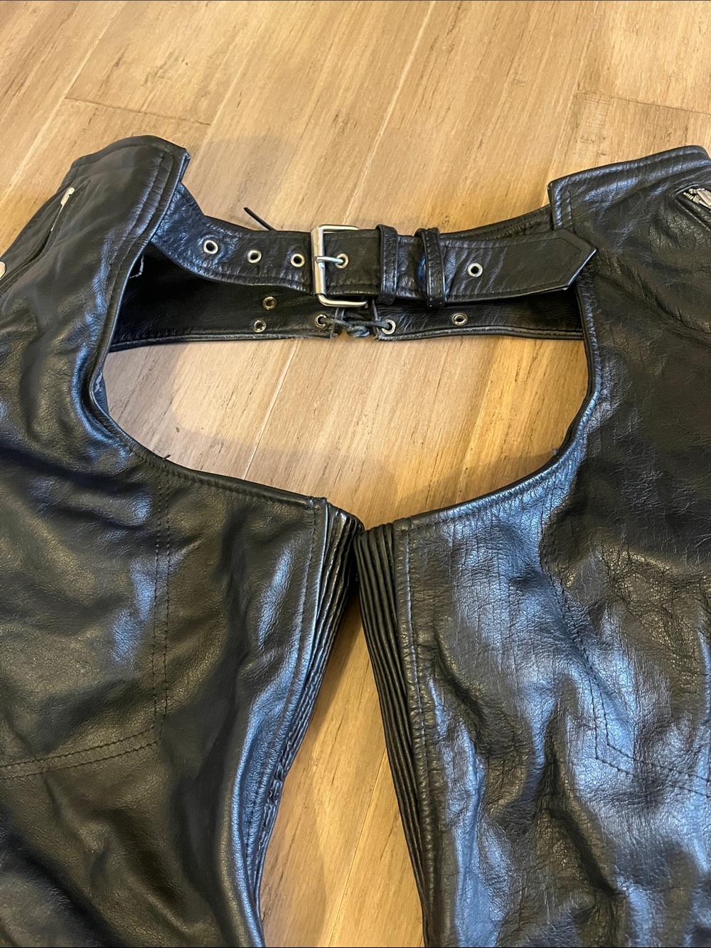 Unik Premium Leather Motorcycle Chaps L - Picture 3 of 7